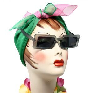 Black Square Frame Sunglasses Jazz Retro Style Shades w Dark Lens - Hey Viv